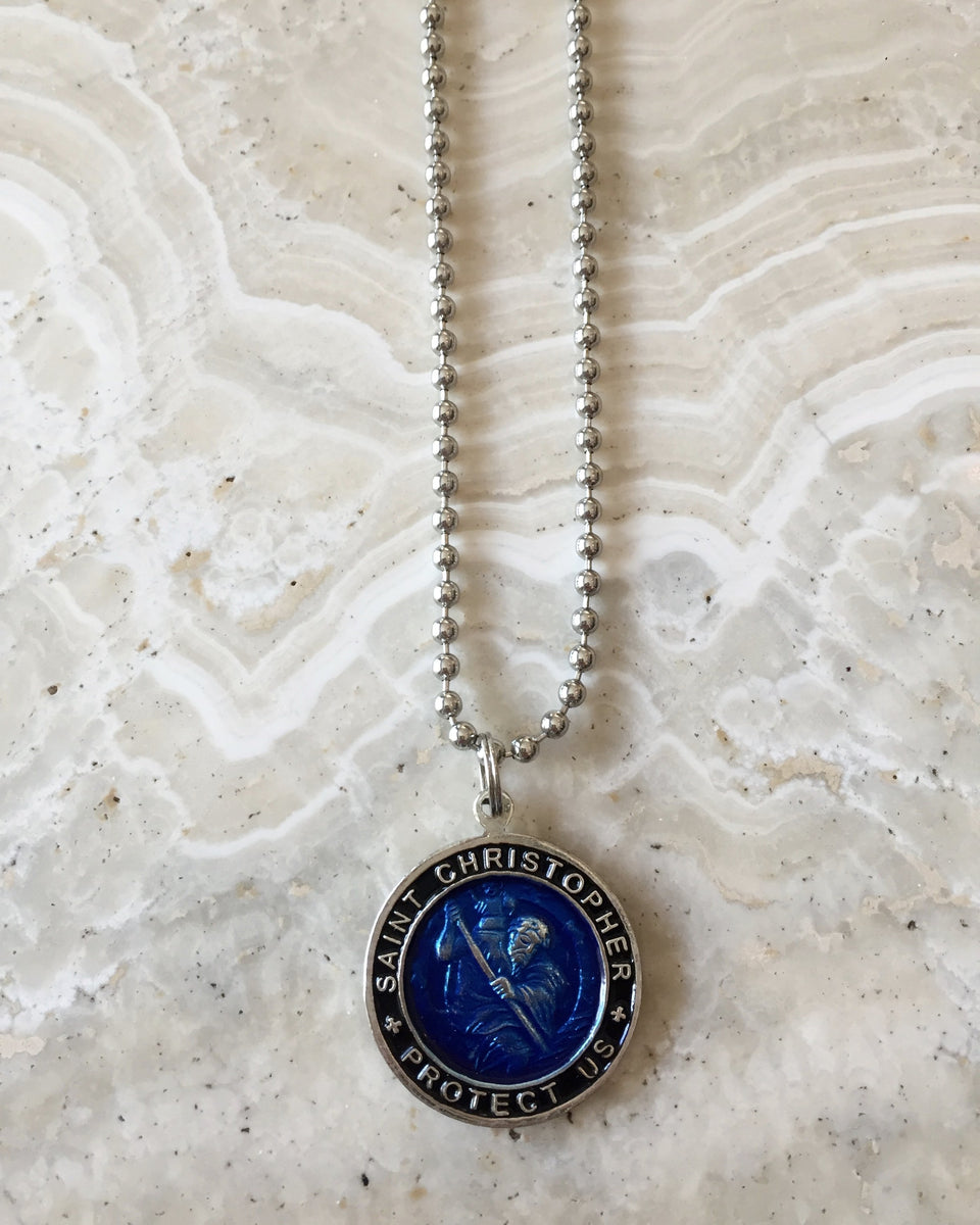 Blue saint sale christopher necklace